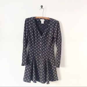 Agnes B. Vintage Navy Floral Button Down Dress